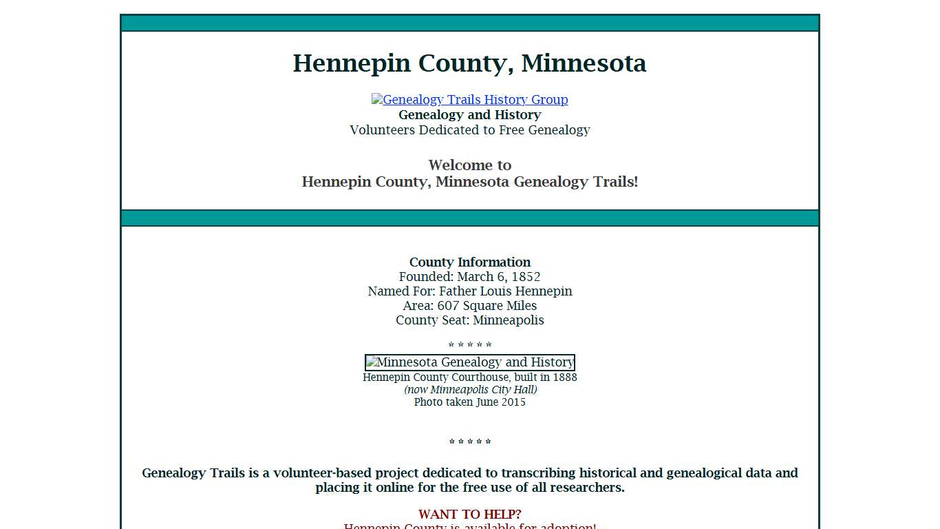 Hennepin County Minnesota Genealogy and History