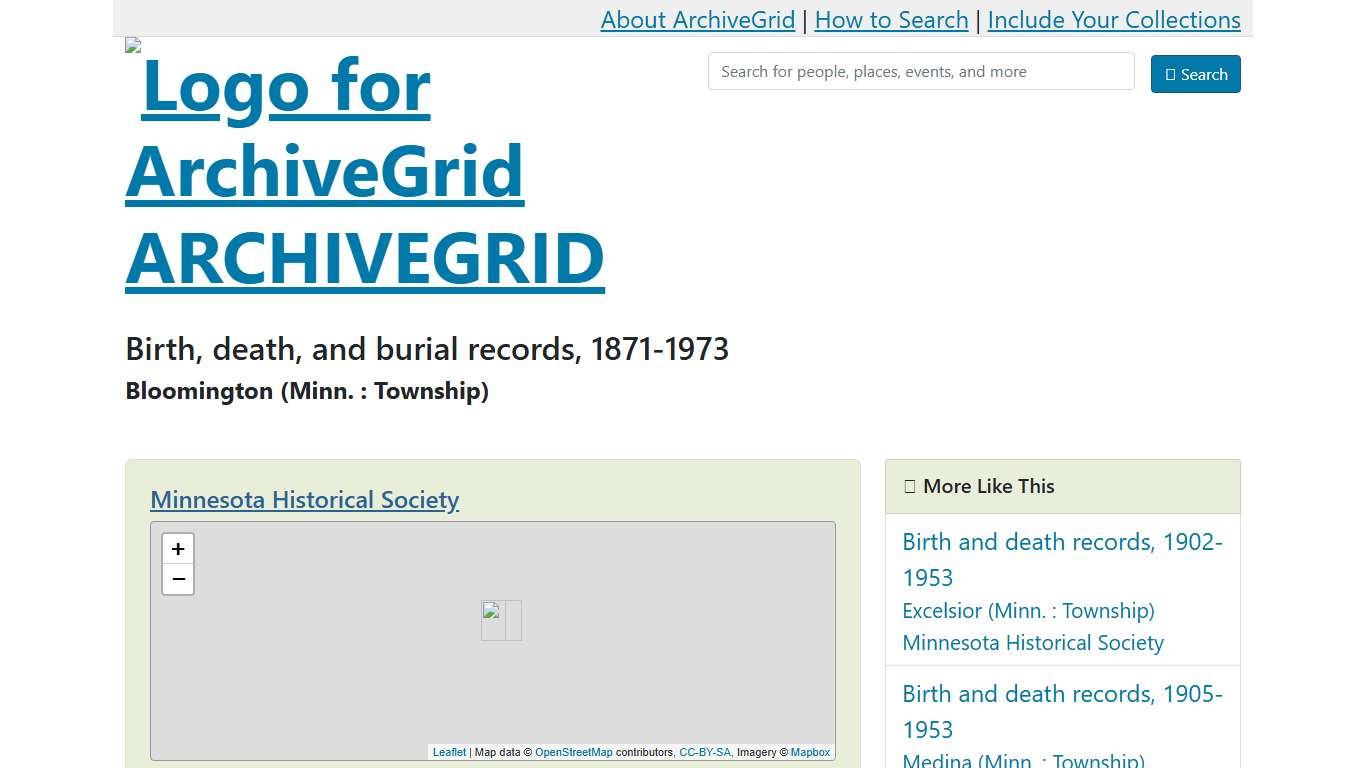 ArchiveGrid : Birth, death, and burial records, 1871-1973